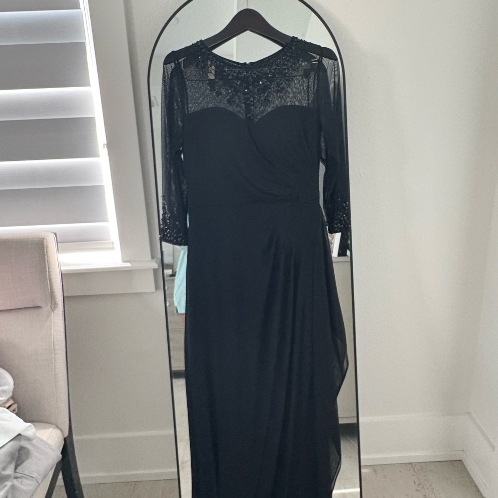 Patra Black Long Sleeve Gown with Lace